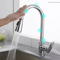 smart touch sensor faucets for kitchen sink chrome brass pullout hot and cold water mixer faucet 2 mode sprayer 360 rotation