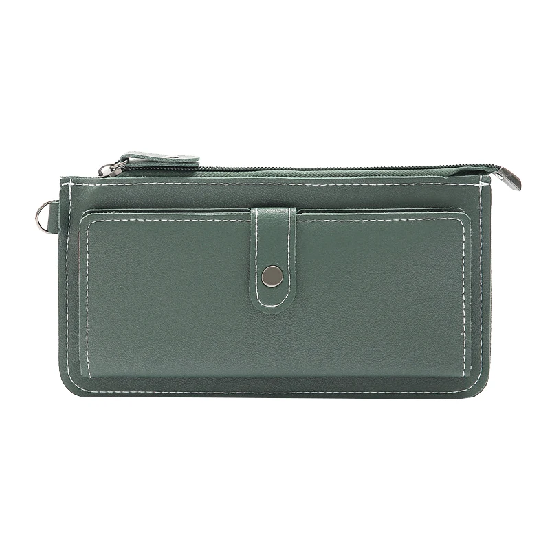 

Long Stylish Concealed Buckle Wallet Large-Capacity Multifunctional Clutch Wallet Light Dark Green