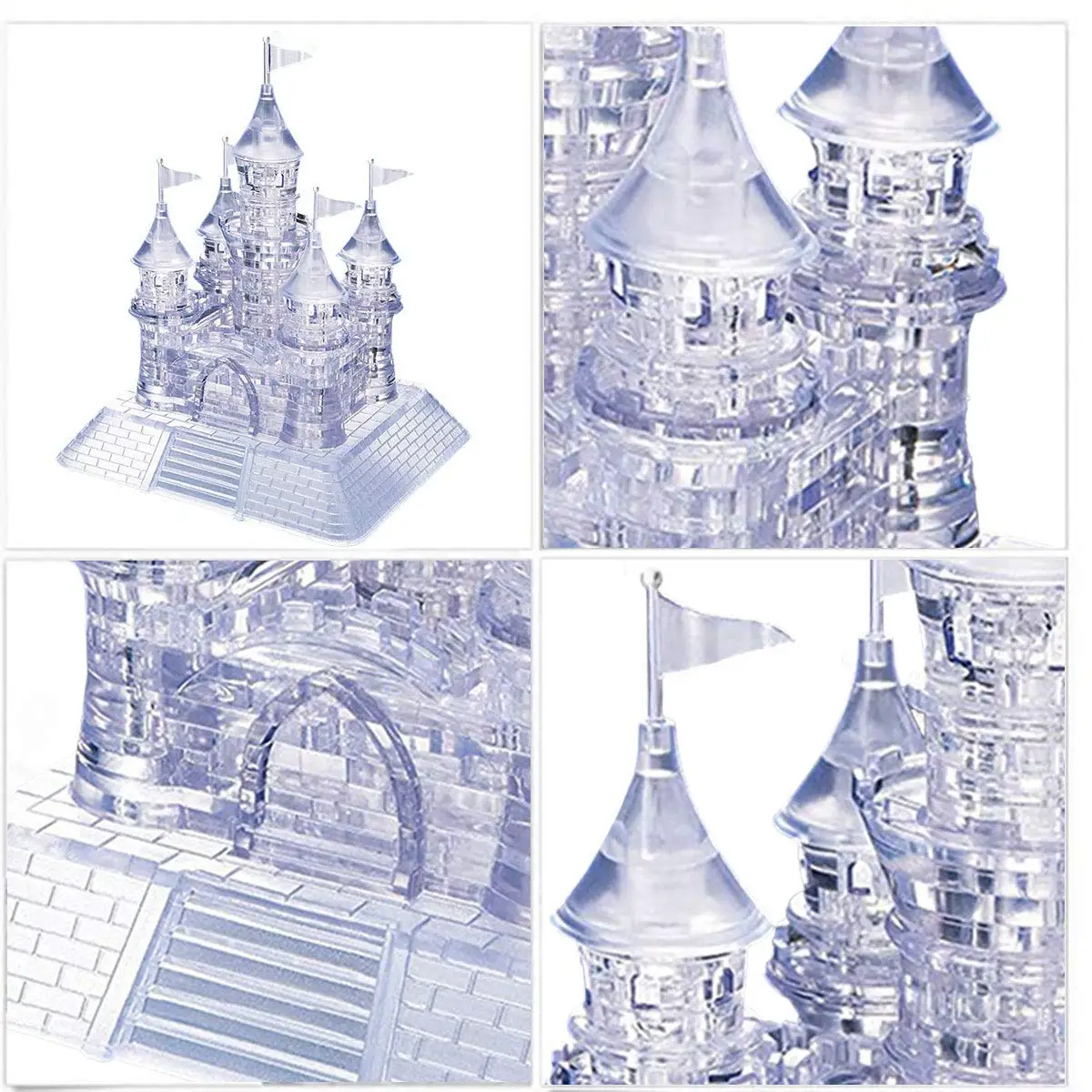 Кристалл Головоломка DIY Прекрасный замок здание 3D головоломки собранные пазлы с музыкальным и мигающим светом интеллект подарок игрушка для ребенка