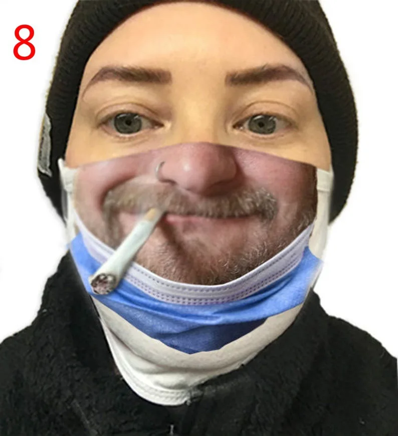 

Black Unisex Cartoon prank prank Expression Face Mask Cotton Breathable Mouth Mask prank Masks For Woman Man