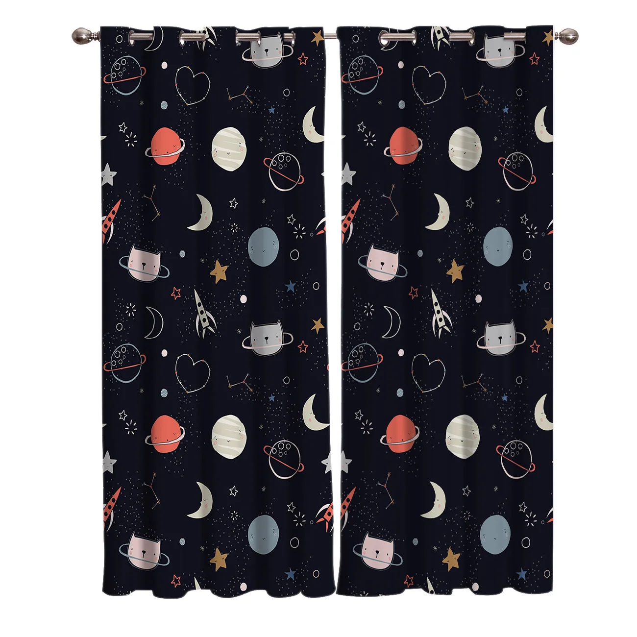 Занавески на окна с изображением милой планеты Мяу тканевые шторы для спальни
