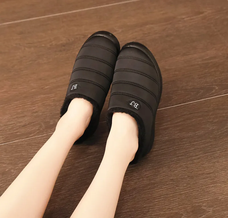 Size35-46; женская зимняя обувь из водонепроницаемого материала; пара зимних ботинок унисекс; Теплые повседневные ботинки на меху с нескользящей подошвой