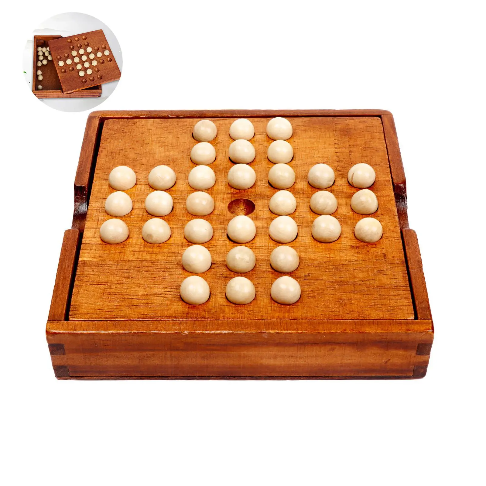 

Wooden Classical Educational Toys Europe Board Game Single Chess Peg Solitaire Move Independently Cognitive Ability Puzzle Toy