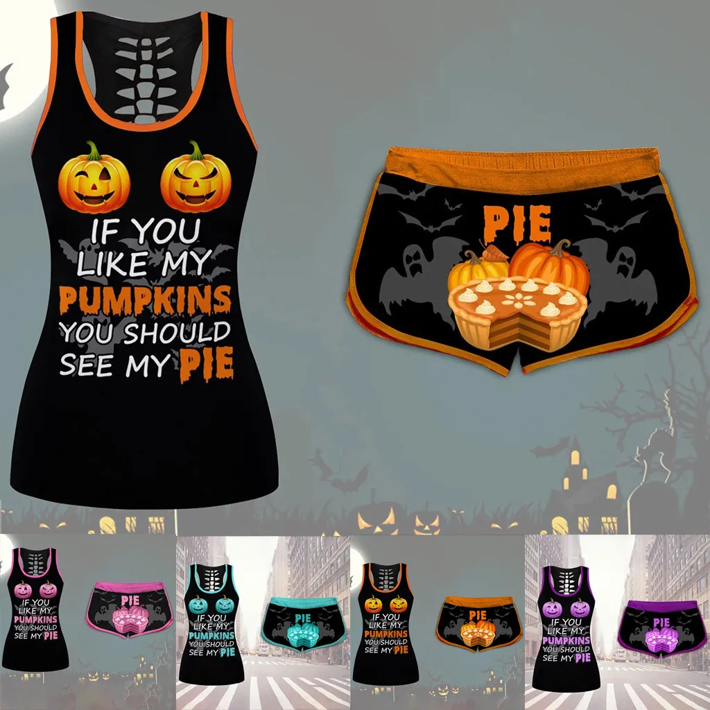 28 стилей горячая Распродажа женские рубашки без рукавов с принтом на Хэллоуин