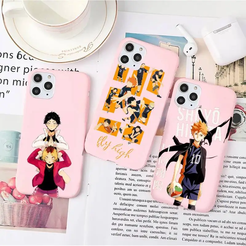 

haikyuu hintergrund anime Phone Case Candy Color for iPhone 6 7 8 11 12 s mini pro X XS XR MAX Plus
