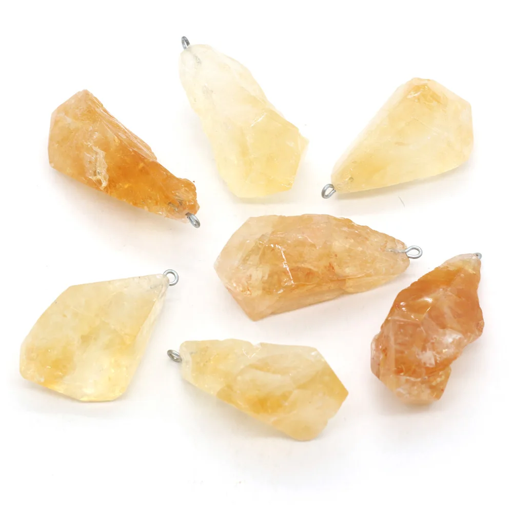 

Irregular Natural Semi-Precious Crystal Citrine Pendant Reiki Healing Stones Charms for Jewelry Making DIY Necklaces Accessories