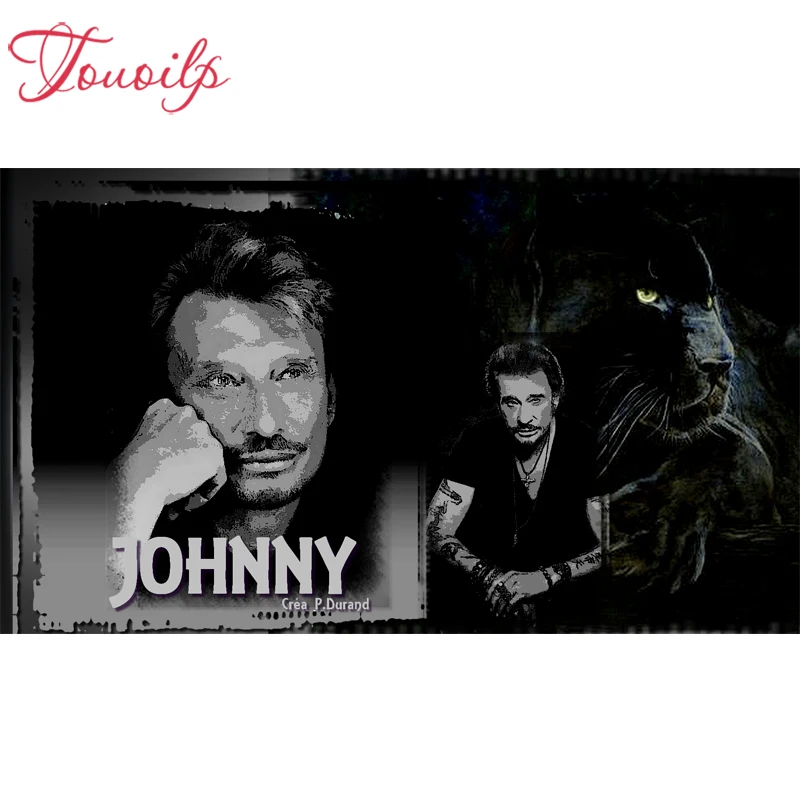 

TOUOILP Diy Johnny Hallyday Diamond Painting mosaic Full square&round Diamond Embroidery picture Room Decorate