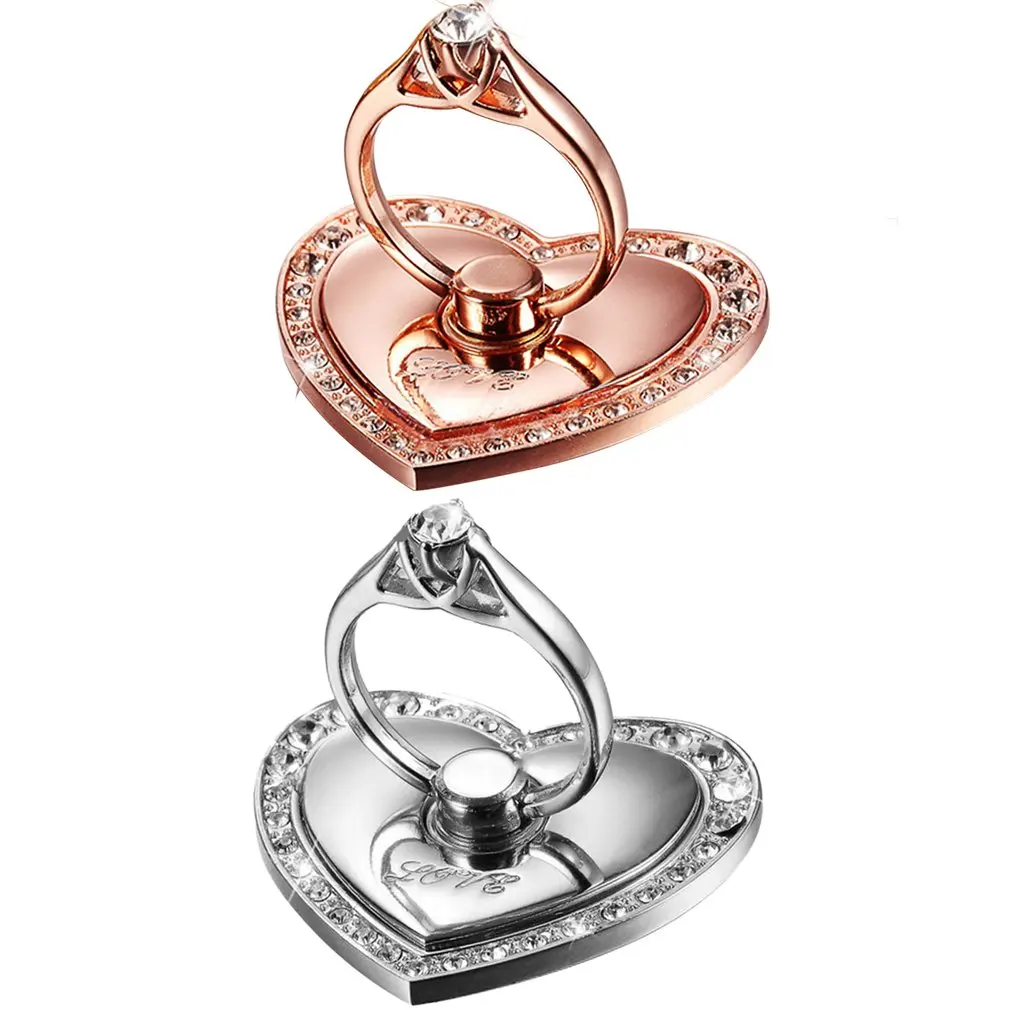

Universal Metal Finger Ring Mobile Phone Stand Holder Fashion Jewelry Style Holder Heart Shape Stand For iPhone Huawei Samsung