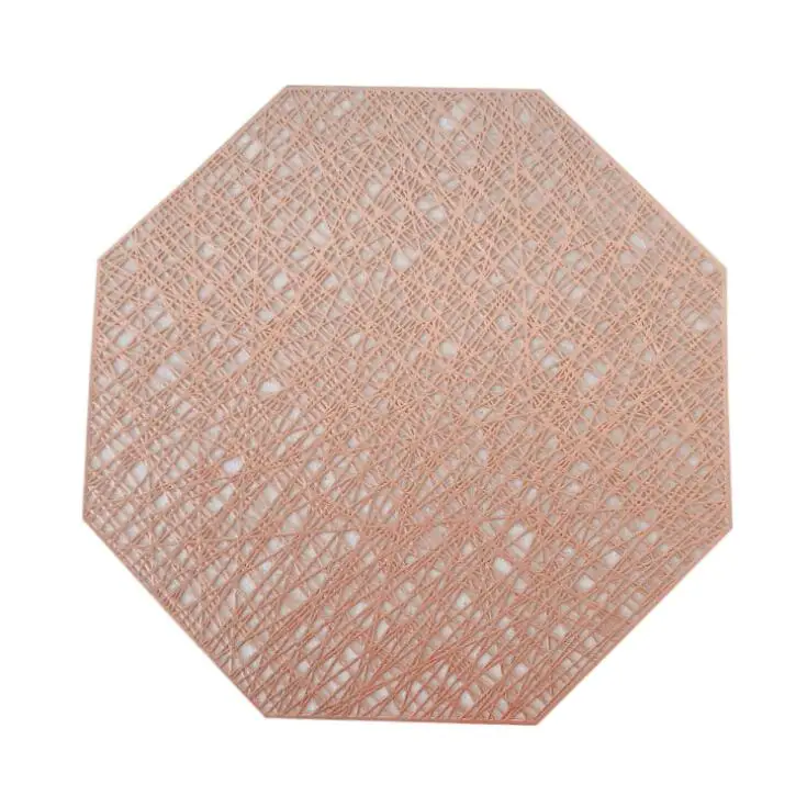 Octagon rose gold Круглый коврик для столовых приборов, полый коврик из ПВХ, коврик для обеденного стола, кофейные подставки, 1 шт - Цвет: Octagon rose gold