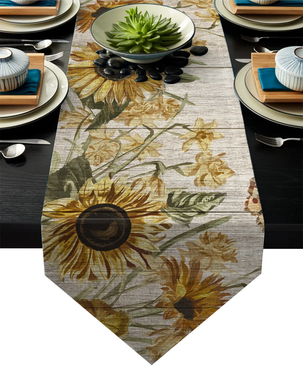 Подсолнух деревенский сад хлопок лен настольный бегун для семьи ужин свадьба