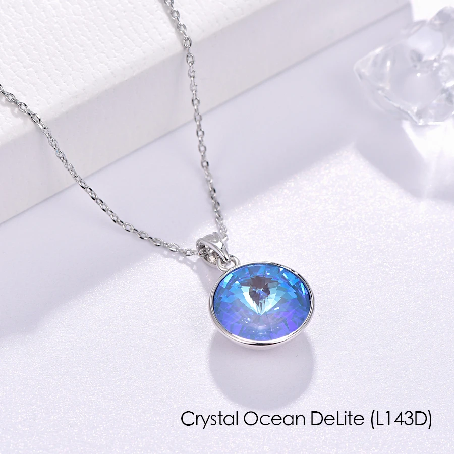 Ожерелье с кристаллами Swarovski, новая мода, круглый камень Bella RIVOLI, ожерелье с кулоном для женщин, элегантные вечерние ювелирные изделия на свадьбу - Окраска металла: L143D