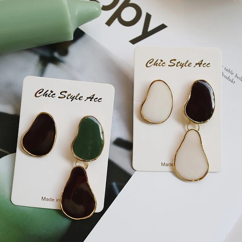 Женские винтажные серьги капельки MENGJIQIAO новые яркие Геометрическая асимметрия