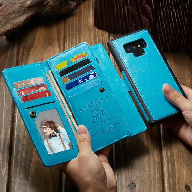 Роскошный Съемный кожаный чехол-бумажник с откидной крышкой для Samsung Galaxy Note 4 5 8 9 10