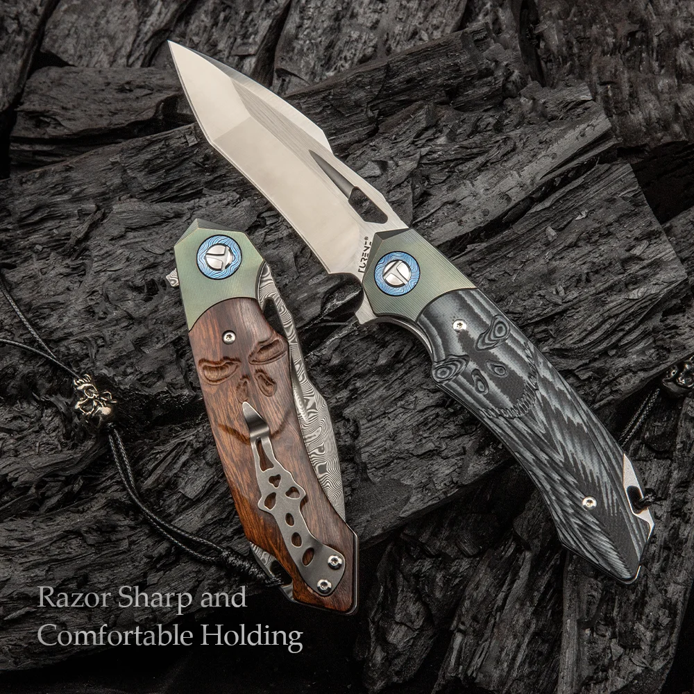 Складной карманный нож TRIVISA металлическая ручка из дерева тактические Дамасские