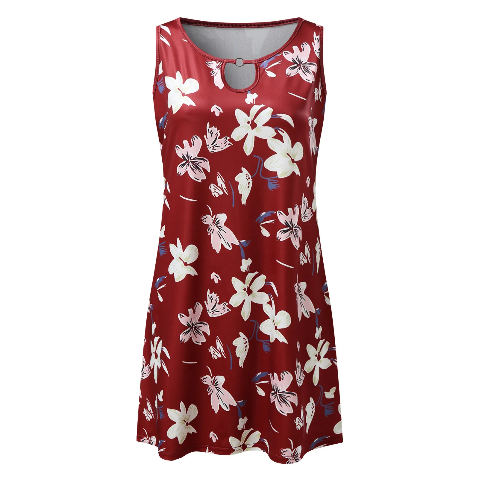 

Women Summer Sexy Dresses Beach Floral Printed Boho Retro Round Neck Sundress Sleeveless Casual Loose Holiday Dress Vestidos