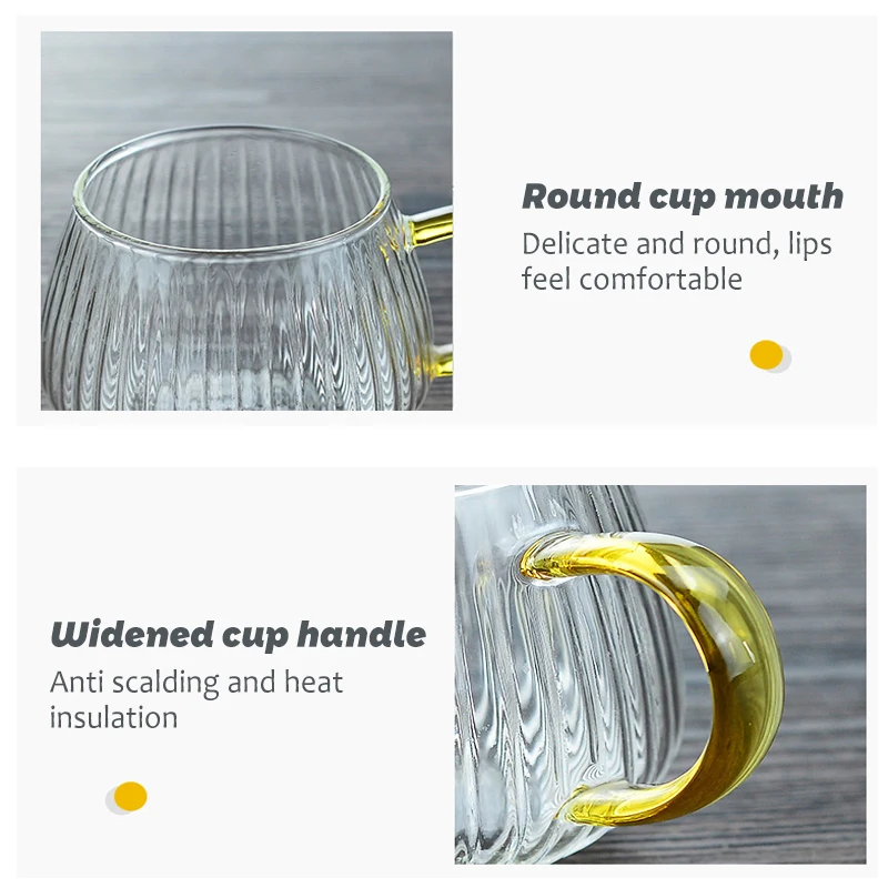

500ml vertical pattern glass cup heat-resistant thickened tea cup home creative cute cup heat-resistant water cup