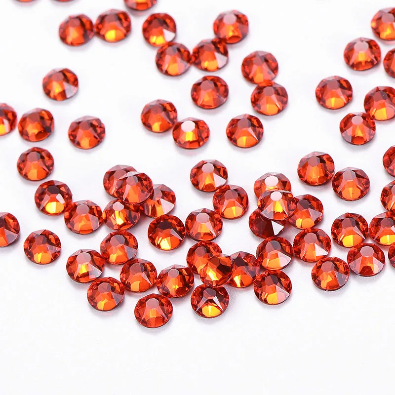 Оранжевые стразы горячей фиксации 8 больших маленьких граней для DIY Одежда камень