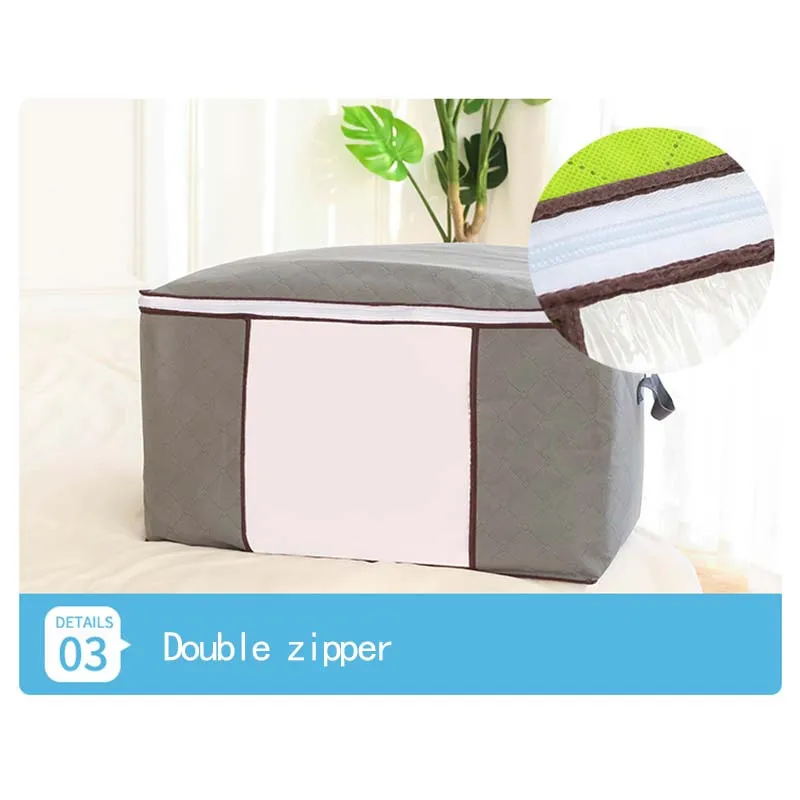 1Pc Foldable Bamboo Charcoal Storage Bag Print Clothes Blanket Quilt Organizer Stroage Travel Luggage | Дом и сад