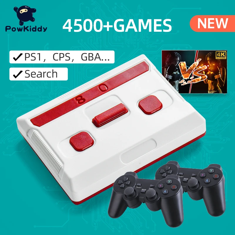 

POWKIDDY New J60 HD Video Game Console PS1 Built-in 4500 Retro Games RK3128 Arcade Support Multiplayer Games Children's Gifts