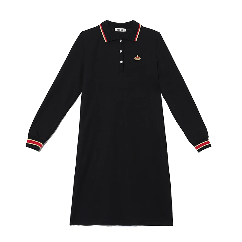 

Plus Size Clothing for Women Polo Embroidered Korean Dress Lapel Medium Length Dress Autumn 2020 Vestido Feminino Dropshipping