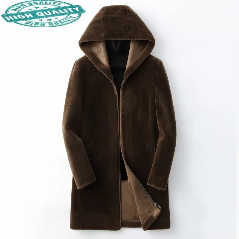 

Мужское длинное меховое пальто, зимняя и осенняя куртка из 100%-ной шерсти