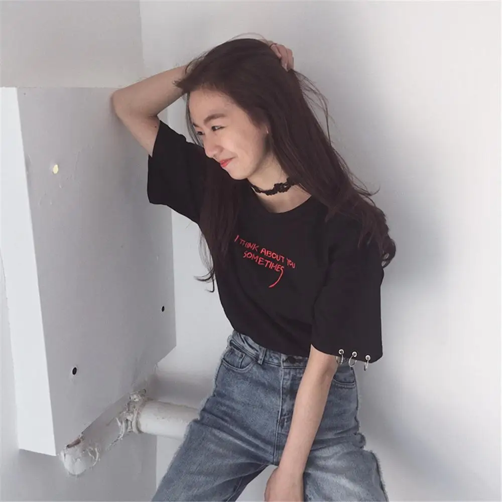 Женская футболка harajuku для девочек с буквенным принтом радуги коротким рукавом