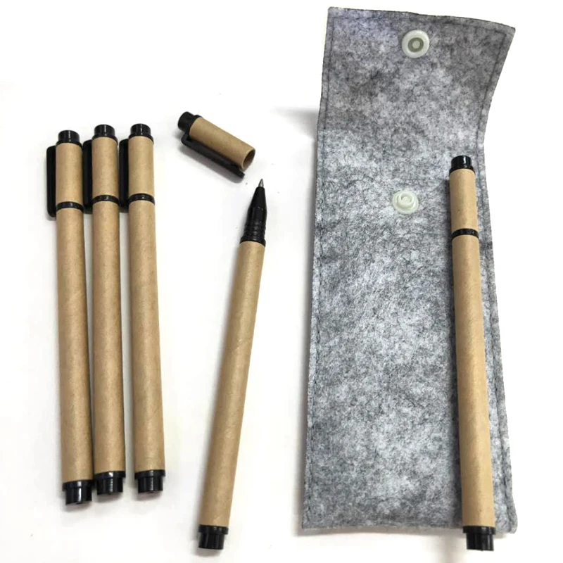 

Kraft Ball Point Pen Simple Felt Pencil case Solid Color School Supplies Pen Bag Case For Student Stationery Storage Pouch Bag