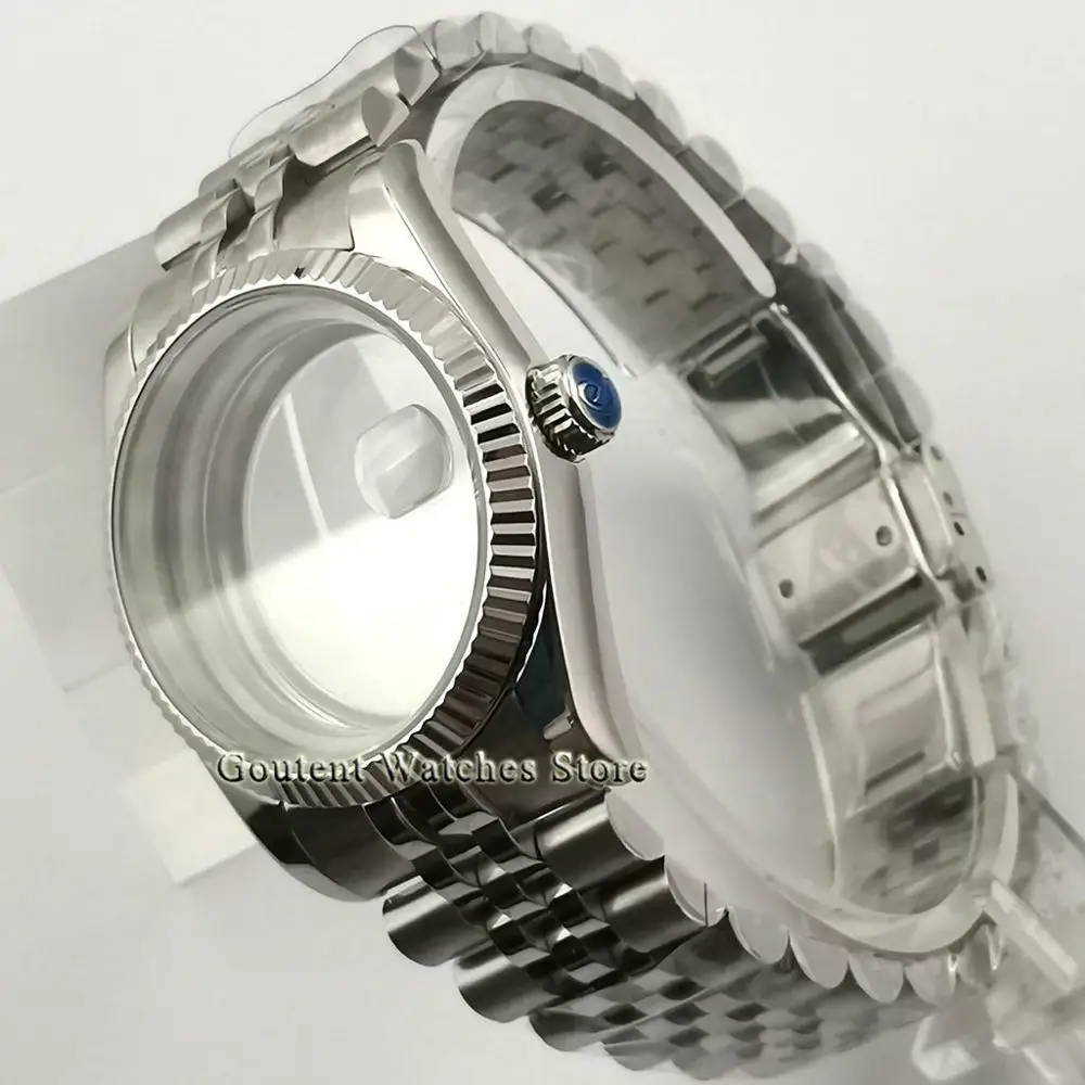

Parnis Watch Case 36mm Sapphire Glass Watch Case With Bracelet Fit ETA 2836 Miyota 8215 821A seagull 1612 Movement