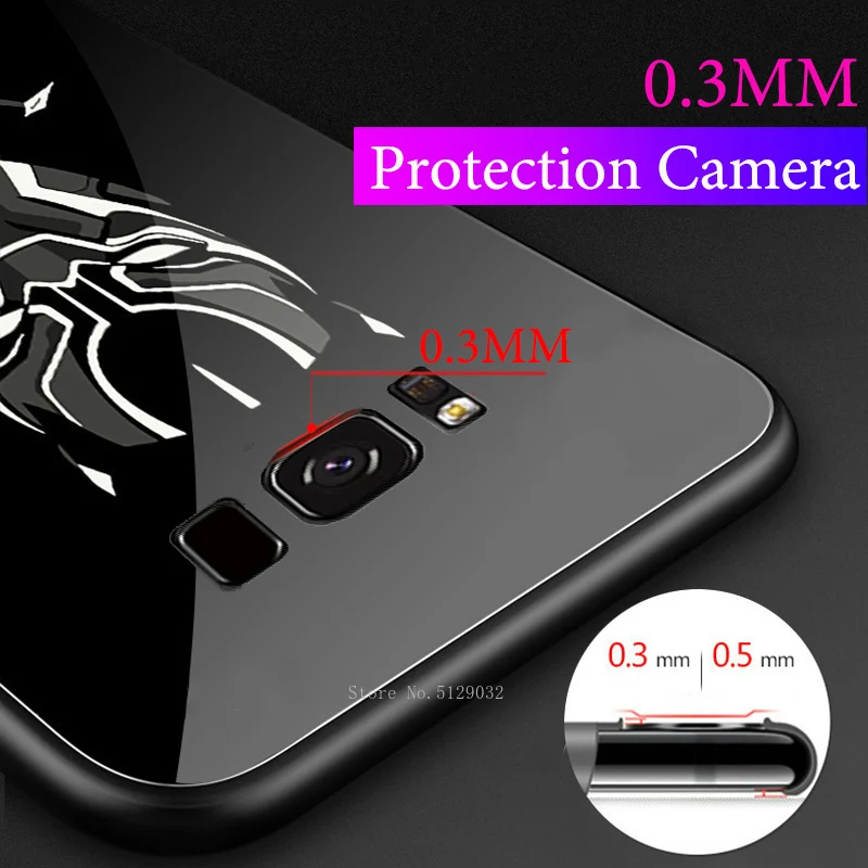 Marvel Avengers Spider Temper Glass LED Case for Coque Samsung galaxy s8 s9 s10 plus Note 8 9 Ironman Batman Logo Luminous Cover |