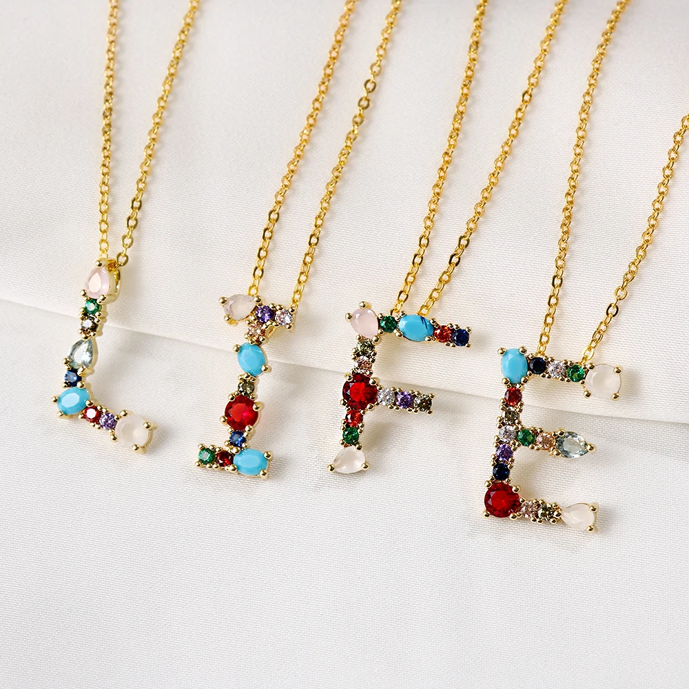 26 букв алфавита начальной кулон Золотое украшение на шею с Цвет сделай сам чехол