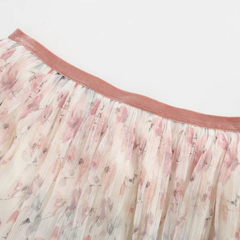 Женская плиссированная юбка ZA длинная с цветочным принтом и высокой талией