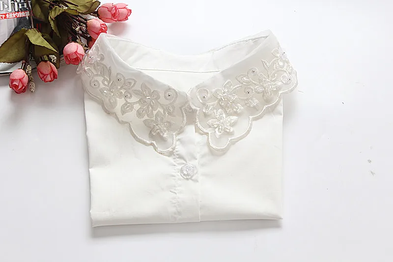 

Linbaiway Women Fake Collar Women Ladies Lapel Shirt Blouse Detachable False Collar Removable Blouse Lapel Elastic Collar Tie