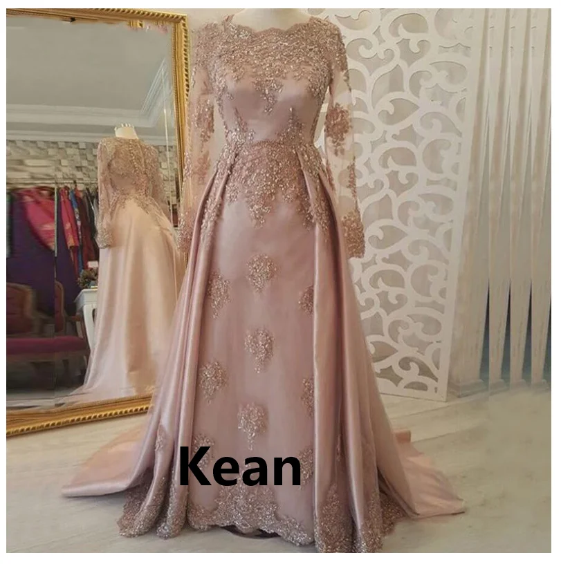 

Vintage Muslim Evening Dress Long Sleeve Floor Length Dubai Arabic Saudi Arabian Prom Dress Custom Made Plus