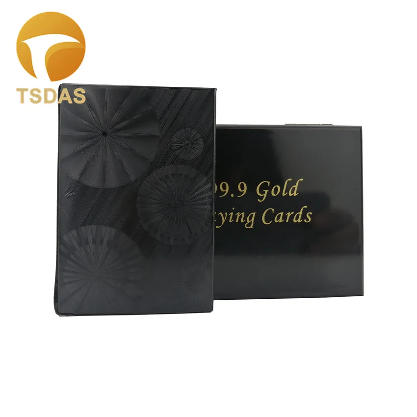 New Deck 24K Gold Playing Card With Wooden Box Black Color Poker Novelty Gifts For Lovers|Сувениры для вечеринок| |