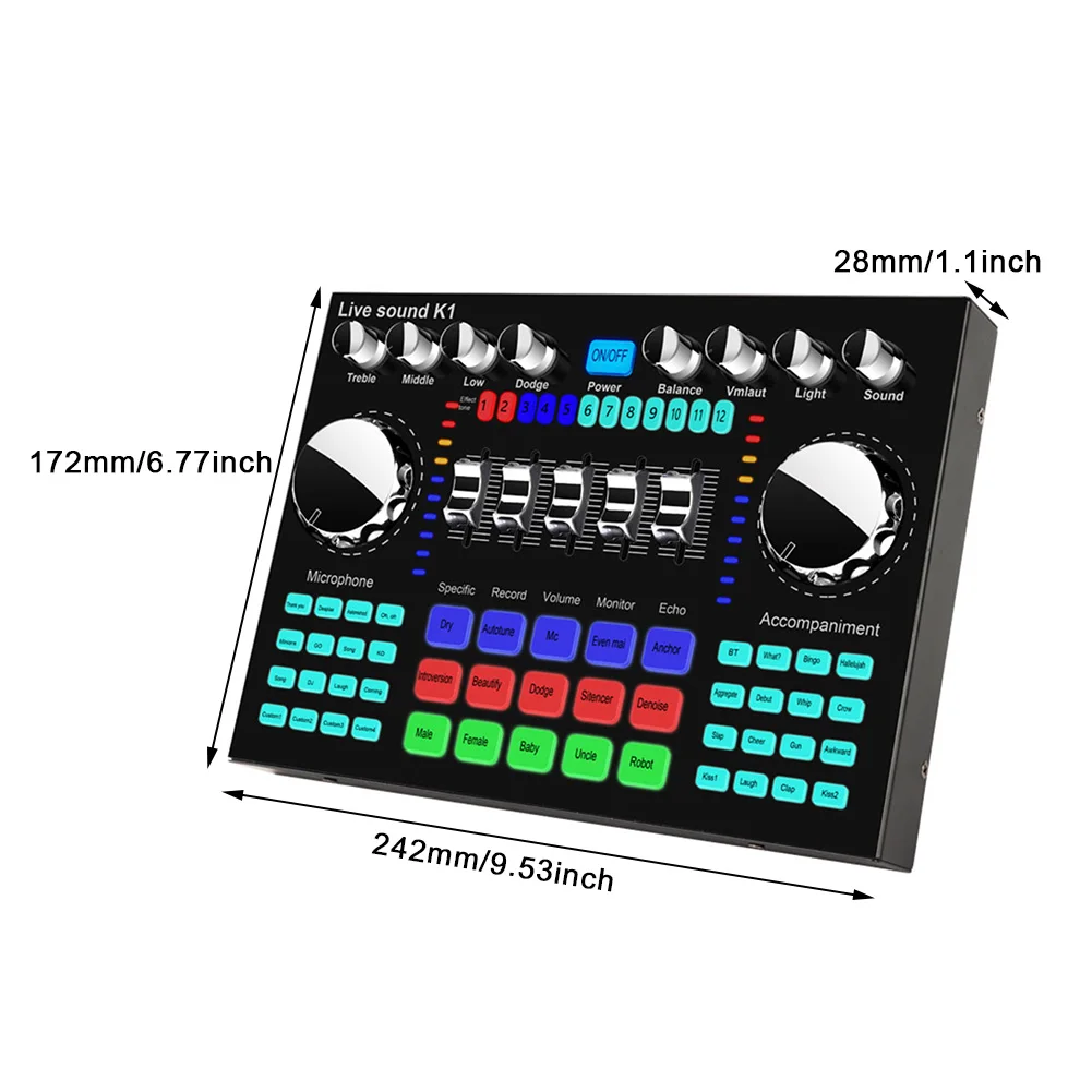

Voice Changer Computer Phone HIFI Mixer Board Multiple Effects Audio Music Recording Streaming Live Sound Card Broadcast