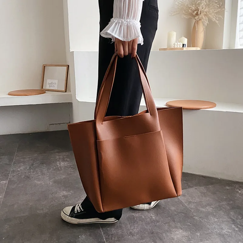 PU Leather Shoulder Bag For Women 2020 New Handbag Big Simple Girls Soft Large Capacity Tote | Багаж и сумки