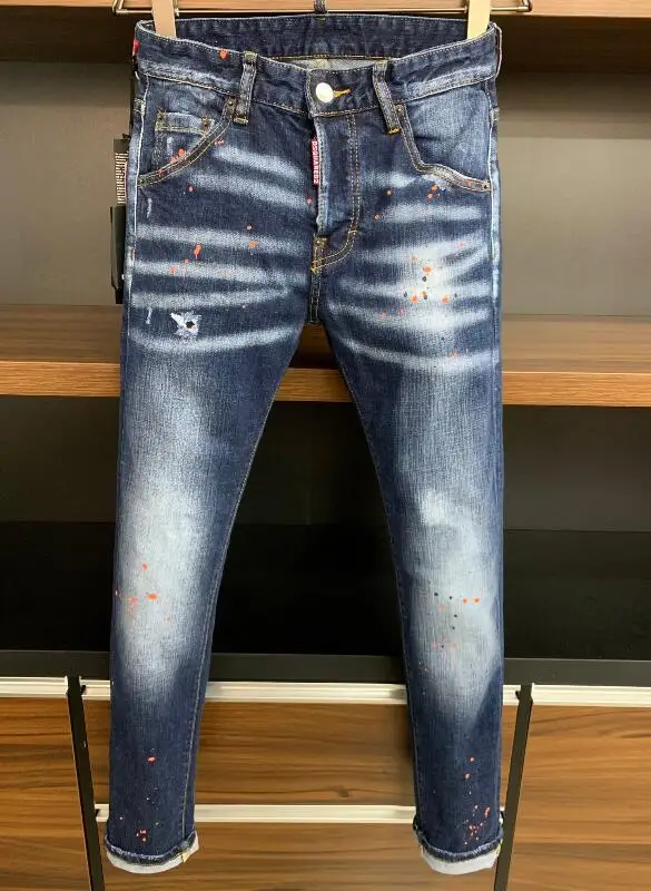 

Original punk clothes Authentic Classic DSQUARED2 Men's Short Jeans High Quality Slim Fit Streetwear Summer 9703 clothes