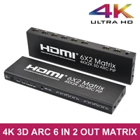6x2 hdmi matrix 4k30hz 1080p60hz true martrix hdmi switch box splitter 6 in 2 out 4k 3d arc audio video converter two display