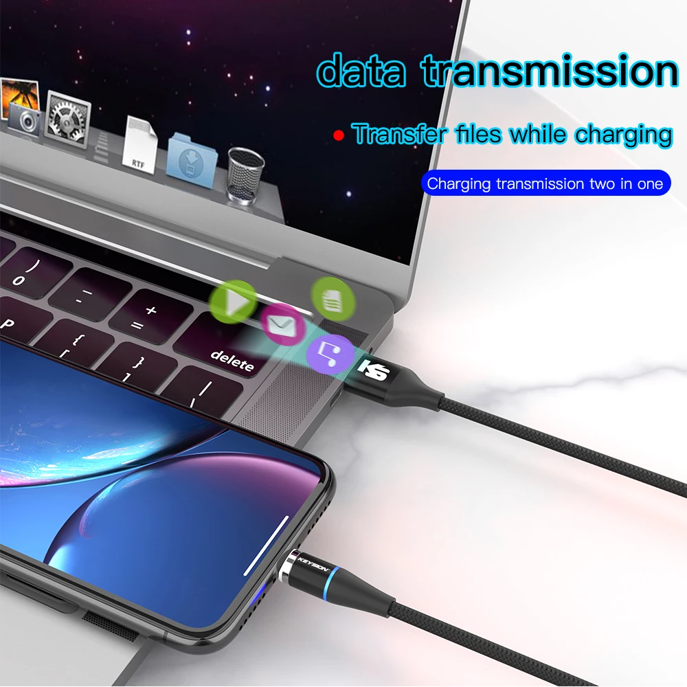 

KEYSION 5A Magnetic USB Fast Charging Type C Cable for Samsung A52 Xiaomi Redmi Data Charge Cord for iPhone Huawei Micro Cable