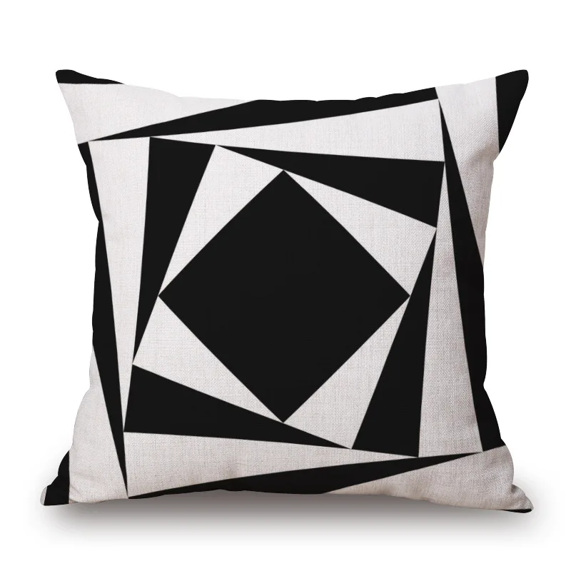 Geometric Mosaic Plaid Stripe Cushion Cover Modern Black and White Linen Throw Pillow Living Room Home Decoration | Дом и сад
