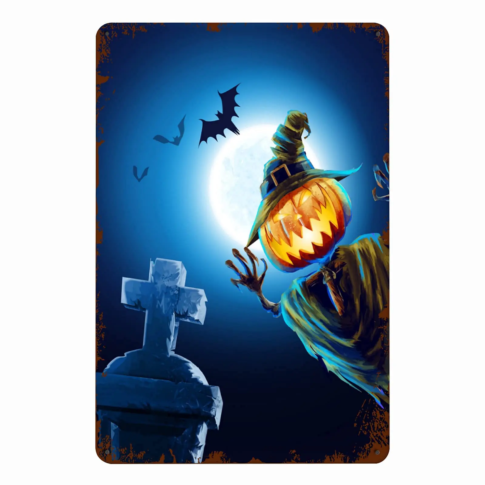 

Винтажные металлические жестяные знаки «летучая мышь» для Хэллоуина, Настенный декор с железной живописью на Хэллоуин, украшение для дома, ...