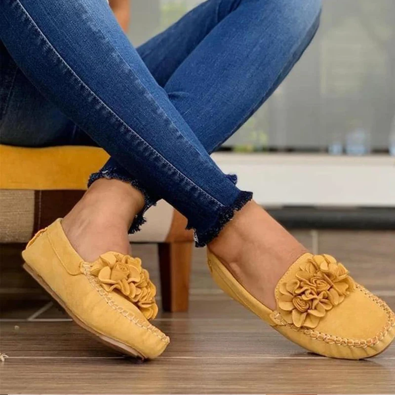 Женские Швейные Лоферы аппликации без шнуровки с цветочным узором на плоской