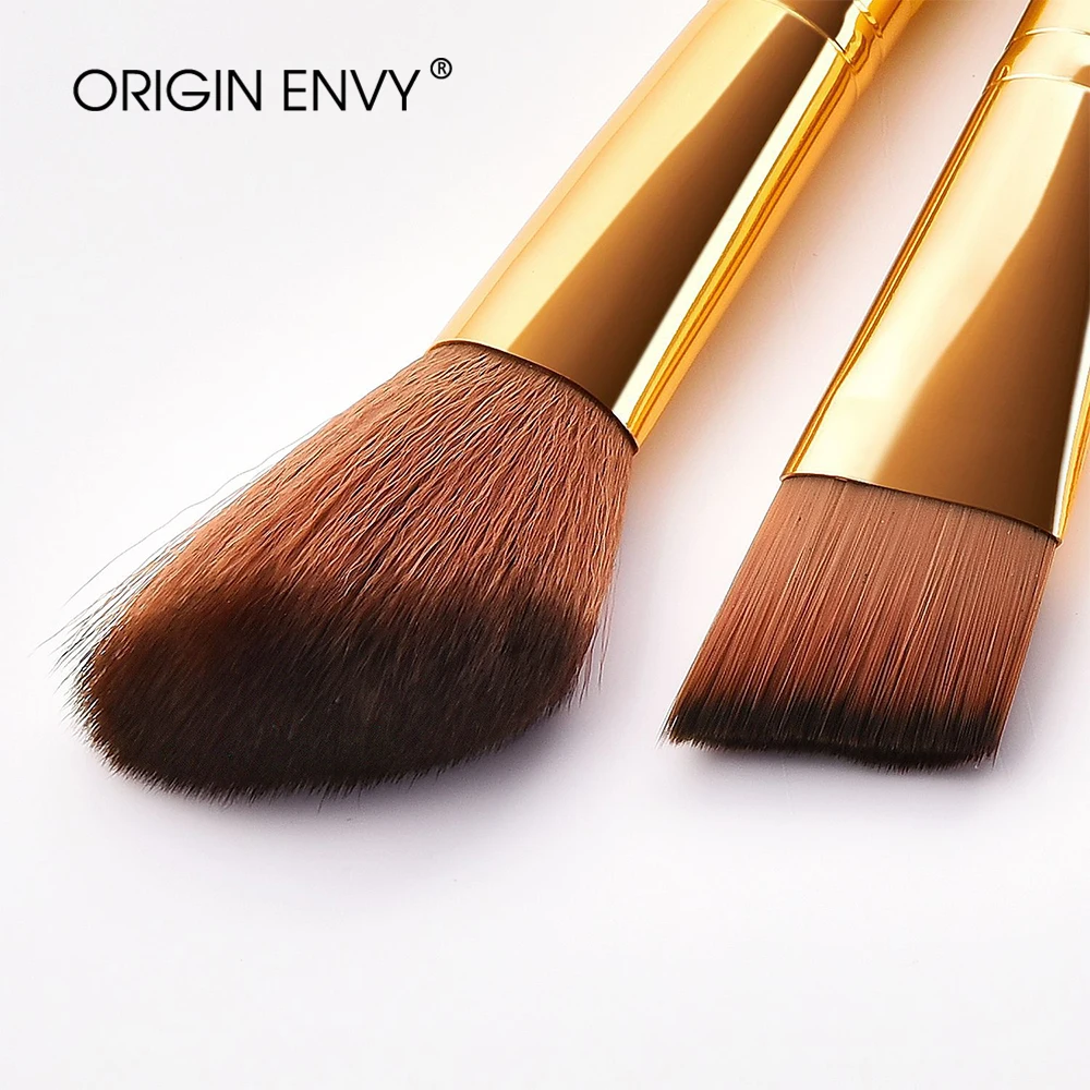 

ORIGIN ENVY New 9Pcs Multifunctional Makeup Brush Set Loose Powder Brush Eye Shadow Brush Yellow Orange Color Makeup Tool