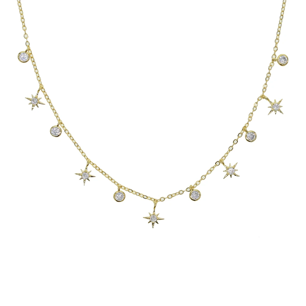 

promotion cz star charm choker necklace gold silver color 2020 new hot wholesale trendy women jewelry