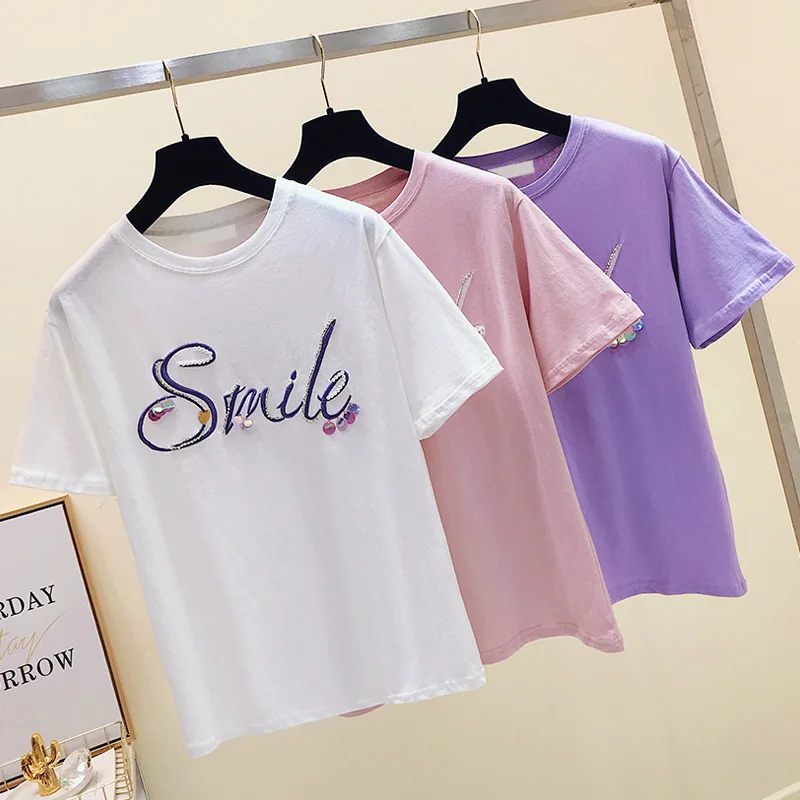 Горячая распродажа! Женская хлопковая футболка с короткими рукавами белая