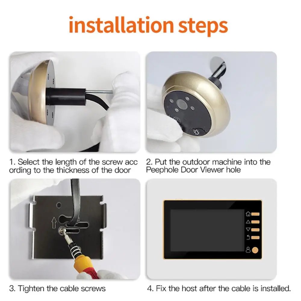 

DD1 Infrared Motion Sensor Door Bell Viewer Long Standby Video Intercom Infrared Professional Security Night Vision HD Camera