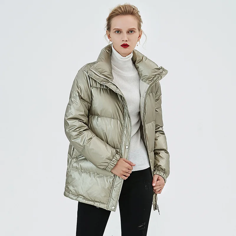 

Women Winter 2020 New White Duck Slim Casual Puffer Jacket Windproof Down Coat Ladies Warm Outwear Clothes