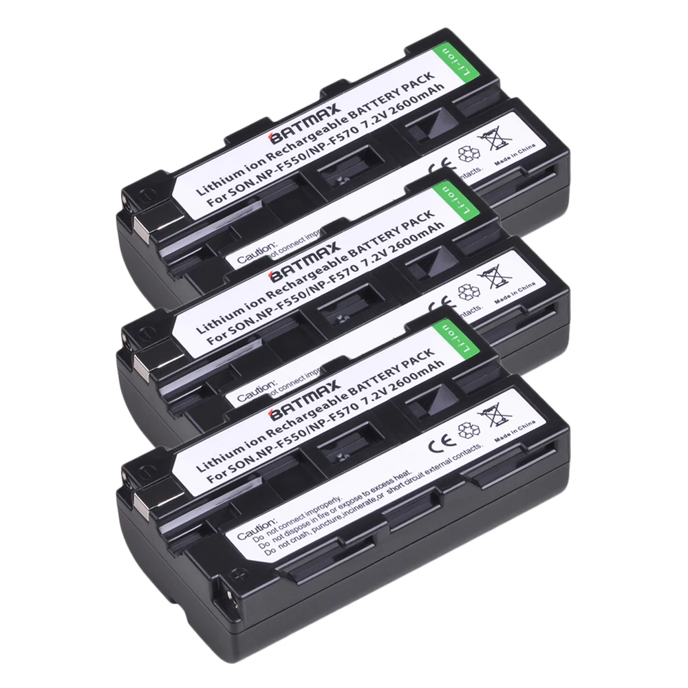 3Pcs 1 шт. NP-F550 NP F550 NPF550 Перезаряжаемые литий-ионная аккумуляторная батарея(2600 мАч) для sony NP-F330 NP-F530 NP-F570 NP-F730 NP-F750 Hi-8 - Цвет: 3Pcs