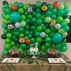Набор зеленых шаров на день рождения, латексные шары с конфетти, джунгли, дикие животные, для вечеринки, для мальчиков, детей, на день рождения, в джунглях, сафари, украшение для вечеринки