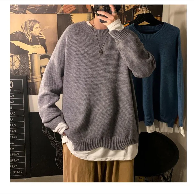 

Solid Color Hole Thickened Men's Winter Sweater Oversize Warm Pullover Korean Style Fashion Harajuku Men's Clothing